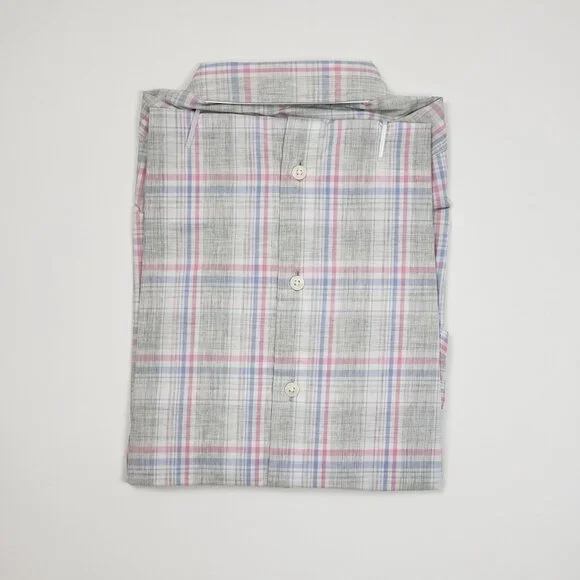 UNTUCKit Chasseles Cotton LS Shirt Lt Blue Green Pink Plaid Womens 0 Regular Fit - Picture 5 of 16